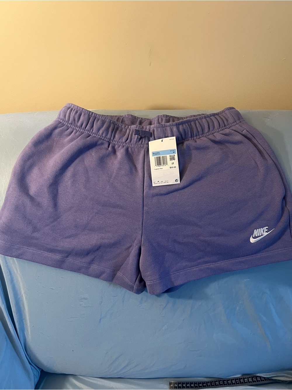Nike Women's Lavender Athletic Shorts with White Logo